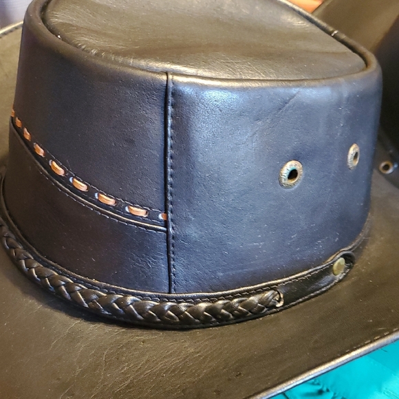 Black Leather Cowboy Hat - Picture 6 of 10